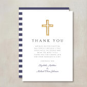 Carte De Remerciements Élégant Baptême de garçon de la Croix Bleue de la 