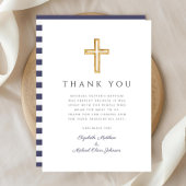 Carte De Remerciements Élégant Baptême de garçon de la Croix Bleue de la 