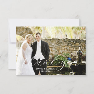 Carte De Remerciements Elegant Beatrice Script Mariage photo