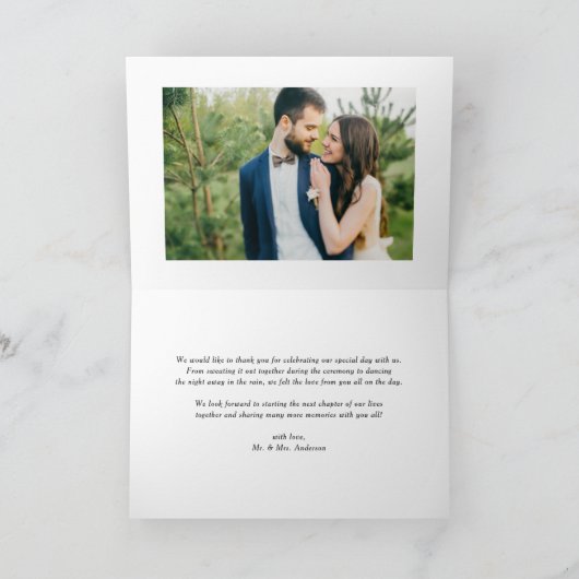 Carte De Remerciements Elegant Beatrice Script Mariage photo (Intérieur)