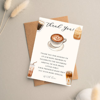 Carte De Remerciements Élégant bébé brasse le baby shower de café