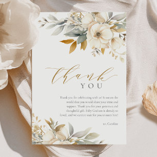 Carte De Remerciements Élégant bébé neutre dans le Baby shower en fleur