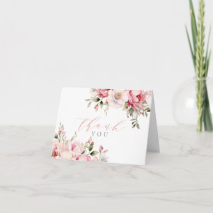 Carte De Remerciements Élégant bébé rose en fleurs fille Baby Shower plié