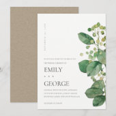 CARTE DE REMERCIEMENTS ELEGANT BERRY LEAF FOLIAGE GREENERY WEDDING INVITE (Devant / Derrière)