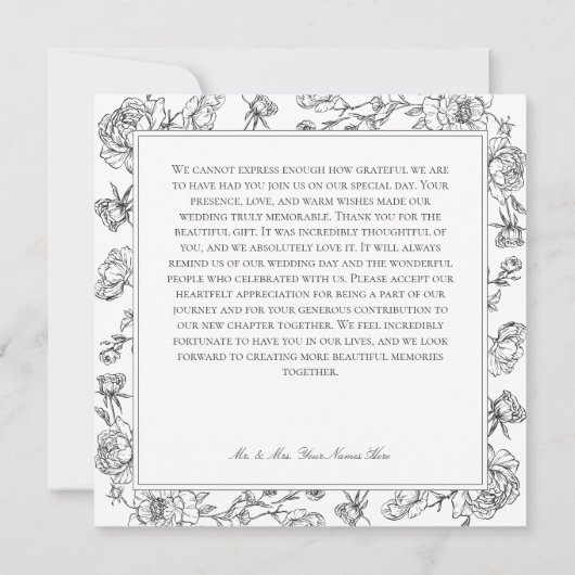 Carte De Remerciements Elégant Black Chinoiserie Bird & Crest Mariage (Dos)