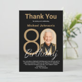 Carte De Remerciements Elégant Black Gold 80e anniversaire (Debout devant)
