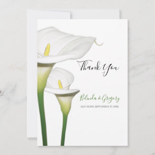 Carte De Remerciements Elégant blanc Calla Lilies Mariage