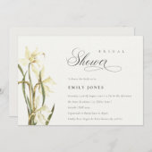 Carte De Remerciements Élégant blanc mignon Daffodil Fête des mariées Inv (Devant / Derrière)