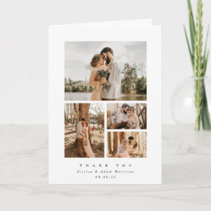 Carte De Remerciements Élégant blanc minimal 4 Mariage photo