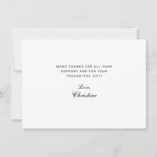 Carte De Remerciements Élégant blanc noir Script Grad Casquette Grad Grad (Dos)