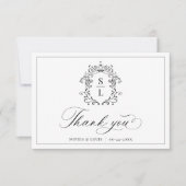 Carte De Remerciements Élégant Blason Baroque Monogramme Mariage (Devant)