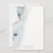 Carte De Remerciements Élégant Bleu Aqua Douce Or Aquarelle Plage (Devant)