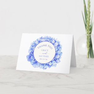 Carte De Remerciements Elégant bleu aquarelle Hydrangea Mariage personnal