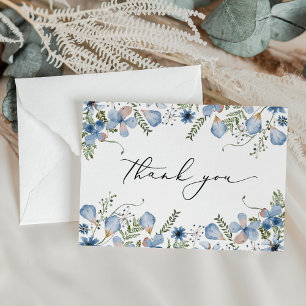 Carte De Remerciements Elégant bleu azur Mariage d'aquarelle
