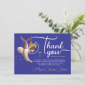 Carte De Remerciements Élégant Bleu Bleu Angel Blessant Script (Debout devant)