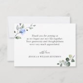 Carte De Remerciements Elégant bleu Eucalyptus Rose verdure (Dos)