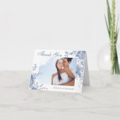 Carte De Remerciements Elégant Bleu Fleurs de Jardin Français Mariage Pho (Devant)