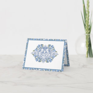 Carte De Remerciements Élégant bleu floral Religieux Sainte Famille