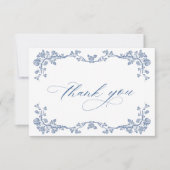 Carte De Remerciements Elégant bleu Mariage de fleurs de jardin (Devant)