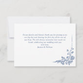 Carte De Remerciements Elégant bleu Mariage de fleurs de jardin (Dos)