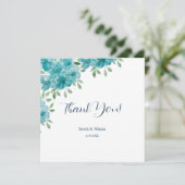 Carte De Remerciements Elégant bleu outresque Mint d'Aquarelle Florale (Debout devant)