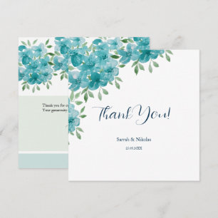 Carte De Remerciements Elégant bleu outresque Mint d'Aquarelle Florale