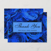 Carte De Remerciements Elégant bleu rose bleu fleurs bleu bleu bleu flora (Devant / Derrière)