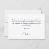 Carte De Remerciements Elegant Blue Boho Chic Roses Fête de Mariage (Dos)