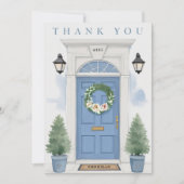 Carte De Remerciements Elegant Blue Front Door Housewarming  (Devant)