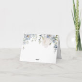 Carte De Remerciements Elégant Blue Hidrangea et Mariage Rose (Dos)