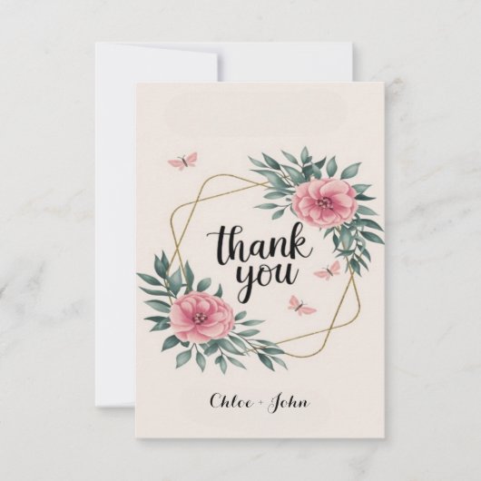 Carte De Remerciements Elégant Blush Floral Custom Wedding (Devant)