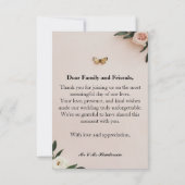 Carte De Remerciements Elégant Blush Floral Custom Wedding (Dos)