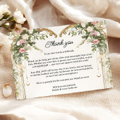 Carte De Remerciements Élégant Blush Floral Heart Arch Mariage