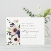 Carte De Remerciements Elégant Blush Navy Anemone Floral Wedding Invitati (Debout devant)