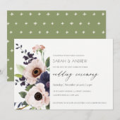 Carte De Remerciements Elégant Blush Navy Anemone Floral Wedding Invitati (Devant / Derrière)