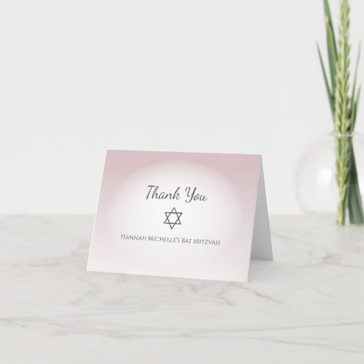 Carte De Remerciements Elegant Blush Pink Simple Feminine Bat Mitzvah (Devant)