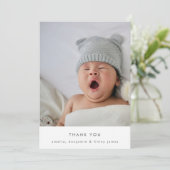 Carte De Remerciements Elégant Blush Texture Minimal Simple Photo Bébé (Debout devant)
