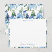 Carte De Remerciements Élégant Bohème Bulles de Brunch à l'aquarelle bleu (Devant / Derrière)