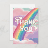 Carte De Remerciements Elégant Boho arc-en-ciel et nuages (Devant / Derrière)