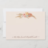 Carte De Remerciements Élégant Boho Blush Floral Tropical Palm Pampas (Dos)