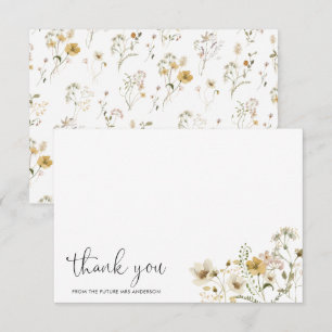 Carte De Remerciements Elegant Boho Chic Fleur sauvage Floral Future Mme.