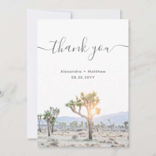 Carte De Remerciements Elégant Boho Desert Greenery Joshua Tree Mariage (Devant)