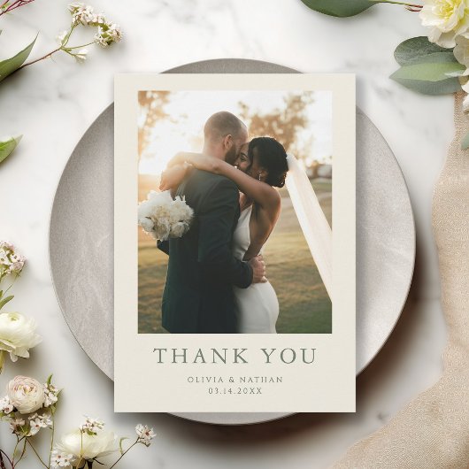 Carte De Remerciements Elegant Boho Photo Wedding