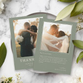 Carte De Remerciements Elegant Boho Sage Green Photo Wedding
