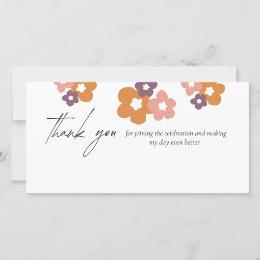 Carte De Remerciements Élégant Boho Script Floral (Dos)