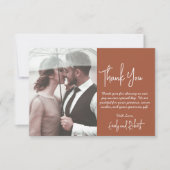 Carte De Remerciements Élégant Boho Terracotta Script Mariage photo (Devant)