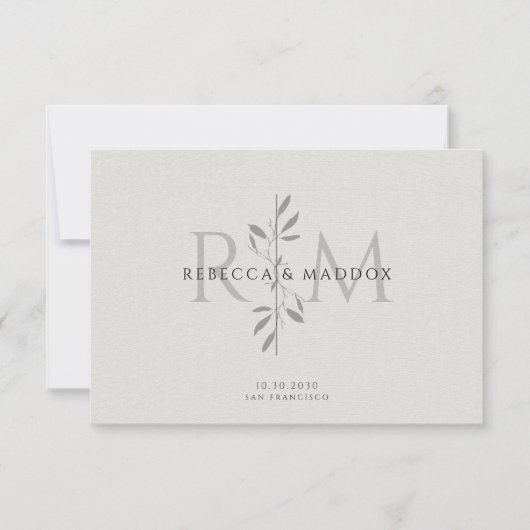 Carte De Remerciements Elegant Botanical Monogram Wedding (Devant)
