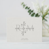 Carte De Remerciements Elegant Botanical Monogram Wedding (Debout devant)