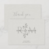 Carte De Remerciements Elegant Botanical Monogram Wedding (Devant / Derrière)