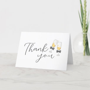 Carte De Remerciements Elégant Bow Champagne Sip & Voir Baby shower